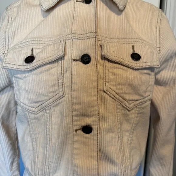 Hollister Kids Corduroy Cropped Jacket Girl Power Girly Small Cream Y2K Preppy - Picture 4 of 10